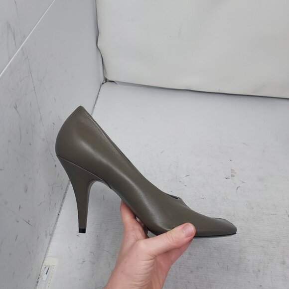 PHOEBE PHILO Nappa Green Olive Square Toe Pump Heel Shoe - Picture 4 of 12